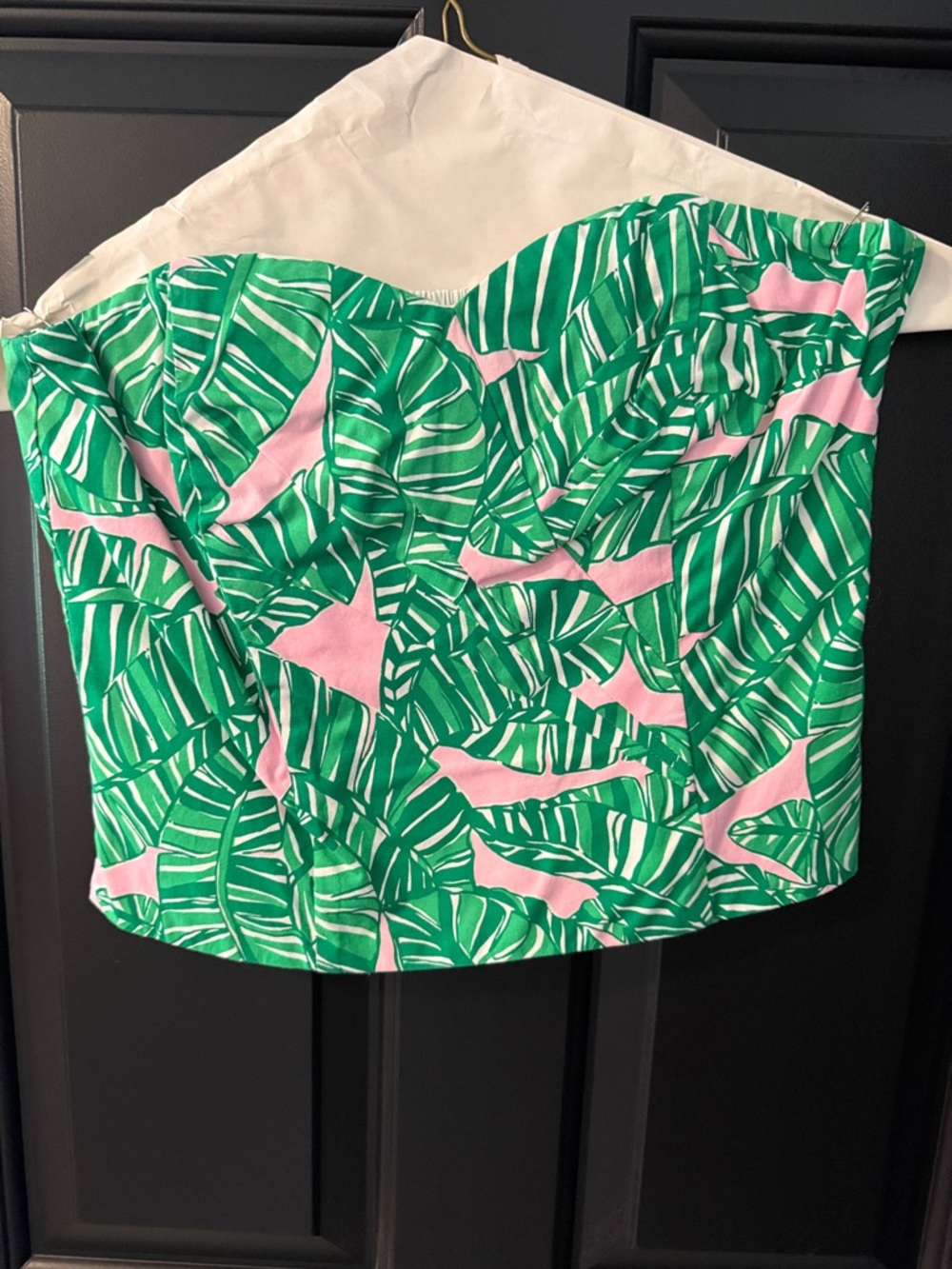 Lilly Pulitzer Pink & Green Tropical Strapless Bustier Top
